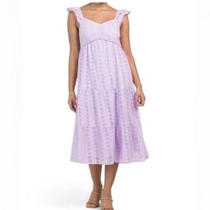 Sincerely Jules Lavender Eyelit midi dress